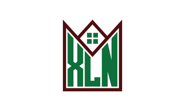 XLN initial letter real estate builders logo design vector. construction, housing, home marker, property, building, apartment, flat, compartment, business, corporate, house rent, rental, commercial