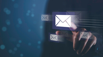 Sending direct email to customer for business concept. Online communication mail and sms marketing...