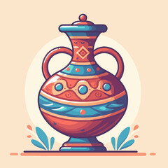 Painted earthenware pot element sticker