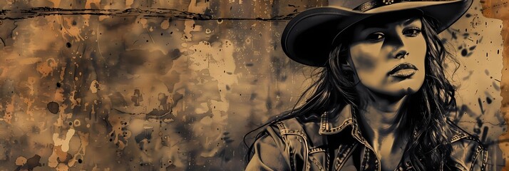 ホンキートンクと女性をイメージした抽象的なイラスト