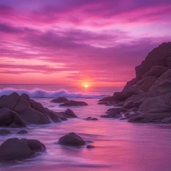 Photo sur Plexiglas Roze sunset on the beach