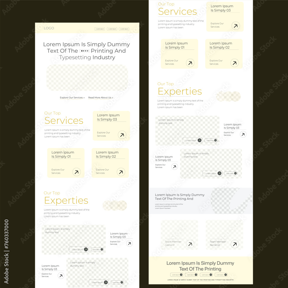 Wall mural website landing page design for business. one-page site wireframe layout template. modern flat ux/ui