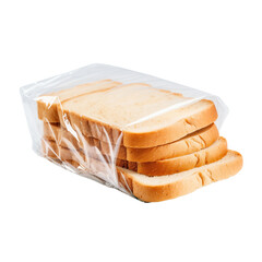 Sliced bread in plastic bag isolated on transparent or white background, png