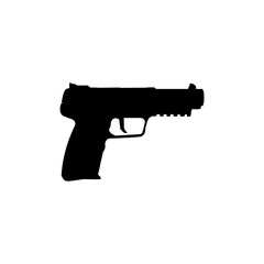 Silhouette of Hand Gun also known as Pistol, Flat Style, can use for Art Illustration, Logo Gram, Pictogram, Website or Graphic Design Element. Vector Illustration