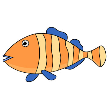 Various Marine Life Icon. Cartoon Character. Vector Illustration