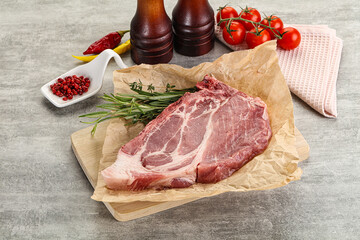 Raw pork neck steak uncoocked