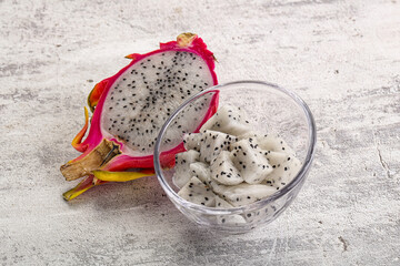 Dragon fruit Pitahaya in the bowl