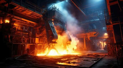 metal engineering steel mill illustration fabrication technology, innovation construction, infrastructure industrial metal engineering steel mill