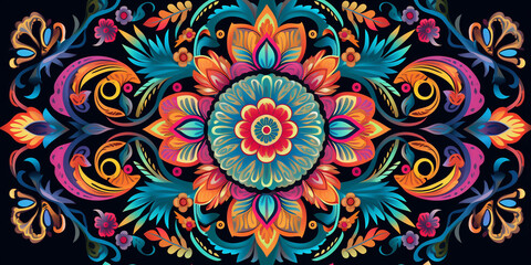 Fototapeta na wymiar Psychedelicinspired artwork featuring a kaleidoscope Beautiful illustration picture . Vibrant Kaleidoscope Designs