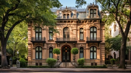 Fototapeta premium architecture urban mansion building illustration design city, upscale grand, opulent lavish architecture urban mansion building