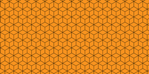  Texture of orange honeycomb vector seamless geometric cube cell and web hexagon design.