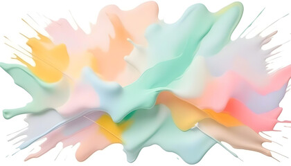 An abstract painting with soft pastel colors on a white background