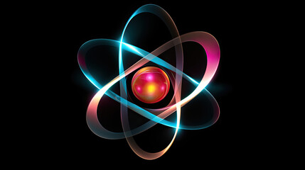 Atom on black background