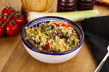 Bulgur with lamb and vegetables
