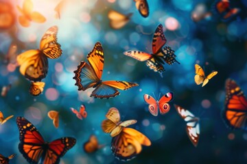 Fototapeta na wymiar flock of beautiful butterfly background explore the beauty