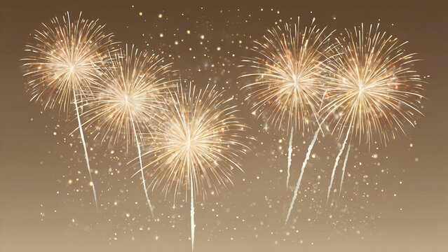 Sparkling Firework: Beige Background Vector New Year Celebration 1






