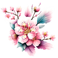 Cherry flowers with pink leaves