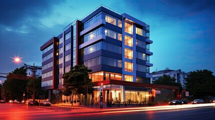 boutique property hotel building illustration resort beachfront, historic modern, waterfront mountain boutique property hotel building