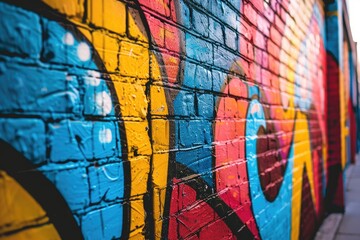 Fototapeta premium A vibrant graffiti texture on an alleyway wall