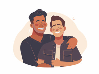  A man shares a warm embrace with his adoptive father expressing gratitude for the love and family he has found. 