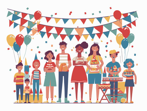  Families attend a local festival filled with food games and activities celebrating the nation's heritage. 