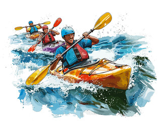  A group of friends navigate a winding river on kayaks the cool water splashing against their faces as they navigate the gentle rapids with laughter and excitement. 