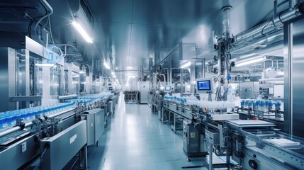 Obraz premium production manufacture pharmaceutical plant illustration equipment facility, process technology, machinery automation production manufacture pharmaceutical plant
