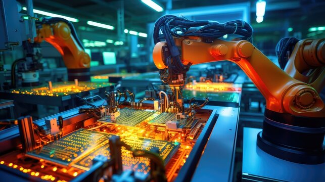 technology robot electronics factory illustration machinery innovation, ics engineering, machines components technology robot electronics factory