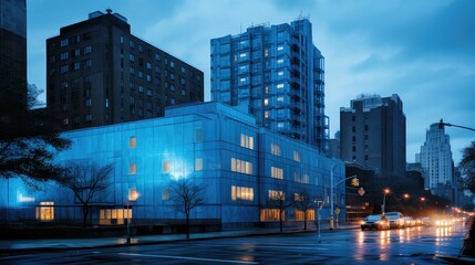 emergency blue hospital building illustration clinic architecture, design facility, structure health emergency blue hospital building