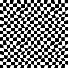 Vector seamless optical illusion chess pattern. Black and white color.