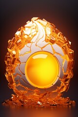 Sunny-side up egg reimagined as a 3D Bitcoin coinanime aesthetic