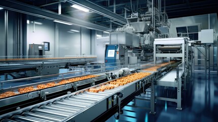 efficiency automated food processing illustration technology innovation, robotics machinery, quality safety efficiency automated food processing