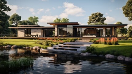 Obraz premium rustic luxury farmhouse building illustration elegant high, end custom, stylish comfortable rustic luxury farmhouse building