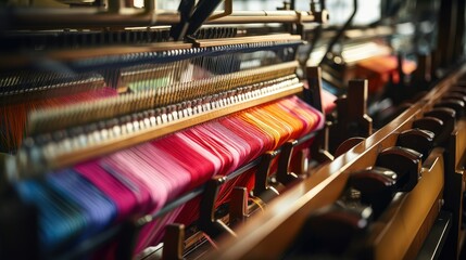 loom manufacture textile mill illustration dye weave, knit silk, wool polyester loom manufacture textile mill - obrazy, fototapety, plakaty