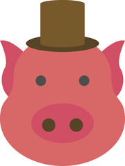 Pig head with hat illustration