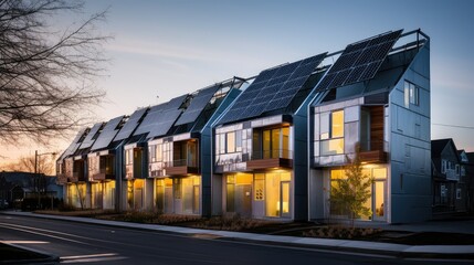 Naklejka premium design light townhouse building illustration architecture sleek, minimalist stylish, contemporary facade design light townhouse building