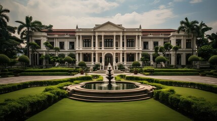 Naklejka premium grand beautiful mansion building illustration elegant opulent, majestic stunning, palatial exquisite grand beautiful mansion building