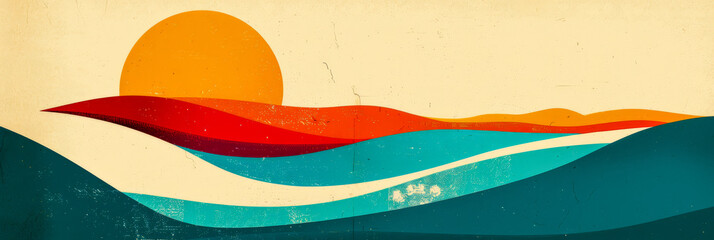 Vintage colorful abstract background from the 60s with copy space for text