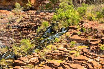 Experience the awe-inspiring scenery of Karijini National Park while bushwalking in Western Australia's rugged landscapes