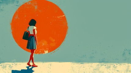 Vintage colorful abstract background from the 60s with copy space for text