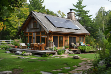Summer cottage with solar panels, photovoltaics (1)