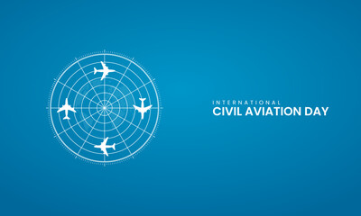 International Civil Aviation Day, Civil Aviation day design for banner, poster, world, location icon, air plane. 3D Illustration.