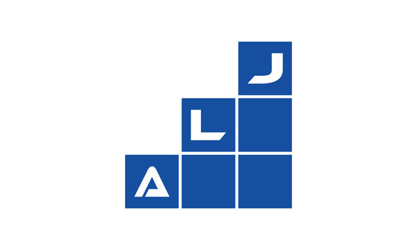 ALJ initial letter financial logo design vector template. economics, growth, meter, range, profit, loan, graph, finance, benefits, economic, increase, arrow up, grade, grew up, topper, company, scale