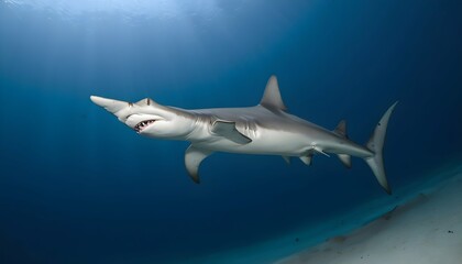 A Hammerhead Shark Cruising Along A Deep Sea Trenc