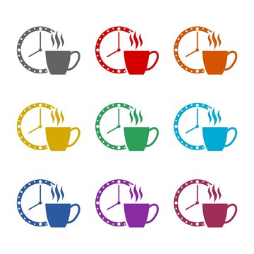 Coffee break icon isolated on white background. Set icons colorful