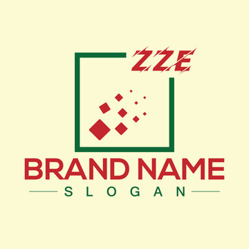 Initial monogram letter ZZE logo design template for branding
