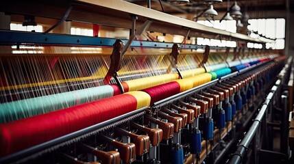 weaving cotton textile mill illustration spinning loom, dyeing production, industry machinery weaving cotton textile mill