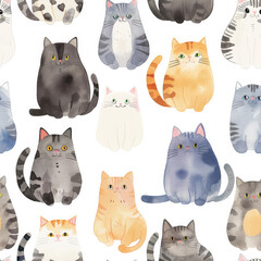 Cute Cats Pets Seamless Pattern Wrapping Paper