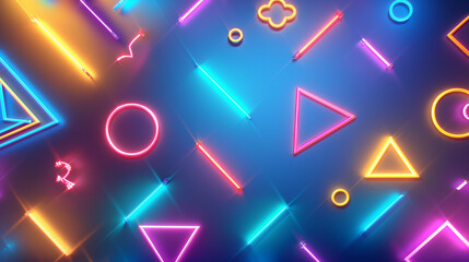 Abstract background, mathematical symbols, glowing like neon lights, on a blue background.