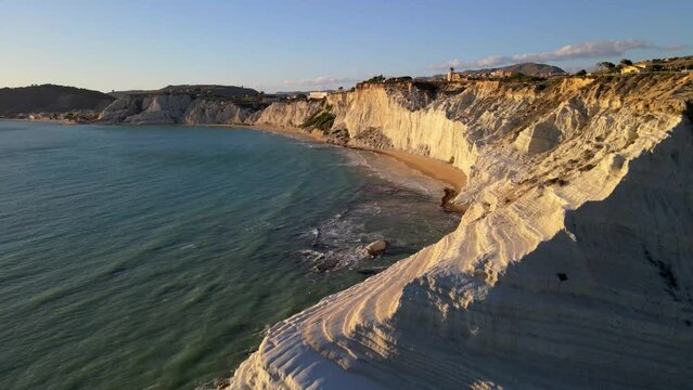 Scala dei Turchi Stair of the Turks, Sicily Italy, Scala dei Turchi. A rocky cliff on the coast of Realmonte, near Porto Empedocle, southern Sicily, Italy. Europe, white cliffs at sunset